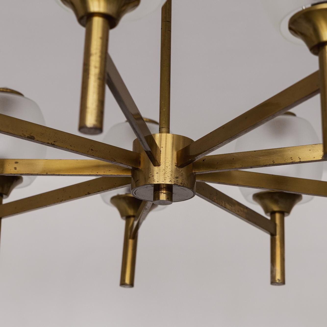 Angelo Lelii Brass Chandelier for Arredoluce, 1950, 1950