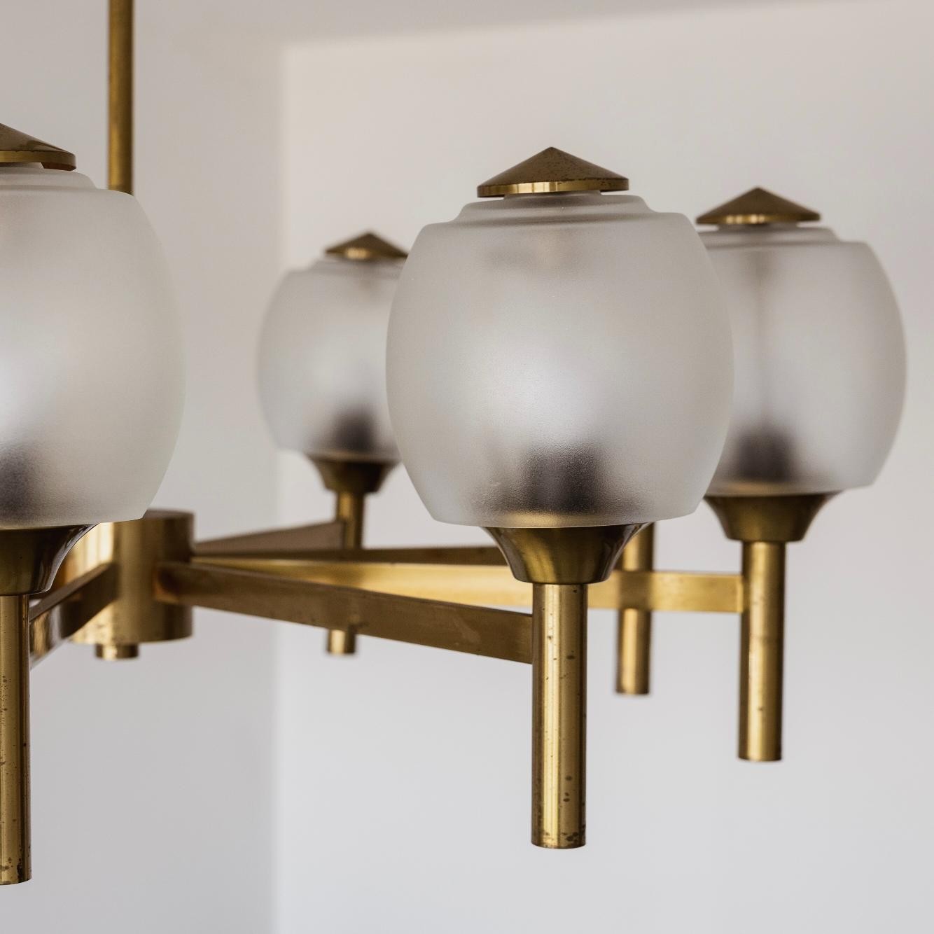 Angelo Lelii Brass Chandelier for Arredoluce, 1950, 1950