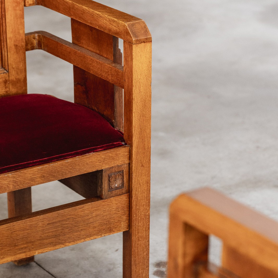 Architectural Art Deco Chairs, Italy, 1930s, Set of 2, 1930s