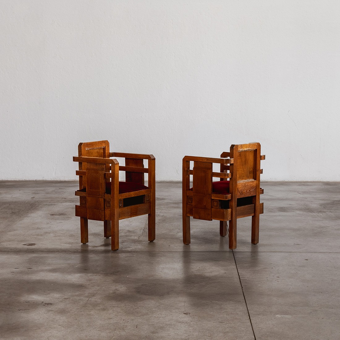 Architectural Art Deco Chairs, Italy, 1930s, Set of 2, 1930s