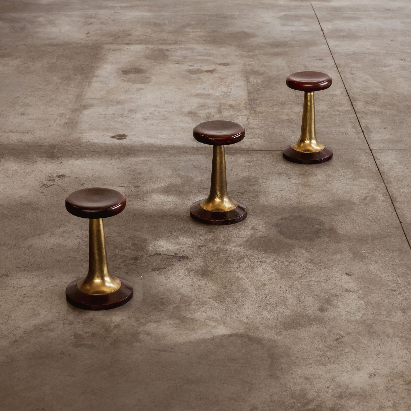 Art Deco Boat Stools, 1930s, Set of 3, 1930s