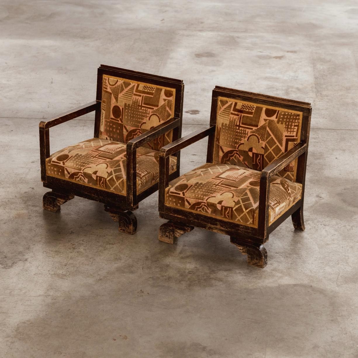 Art Deco Colonial Armchairs, 1930s, set of 2, 1930s