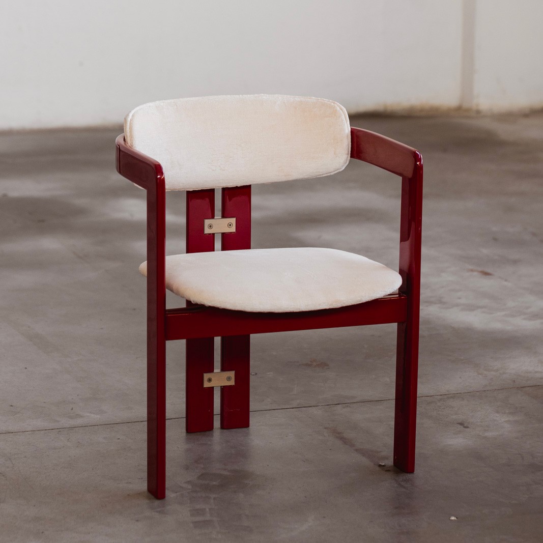 Augusto Savini “Pamplona” Dining Chairs for Pozzi, Cherry Red, 1965, Set of 8, 1965