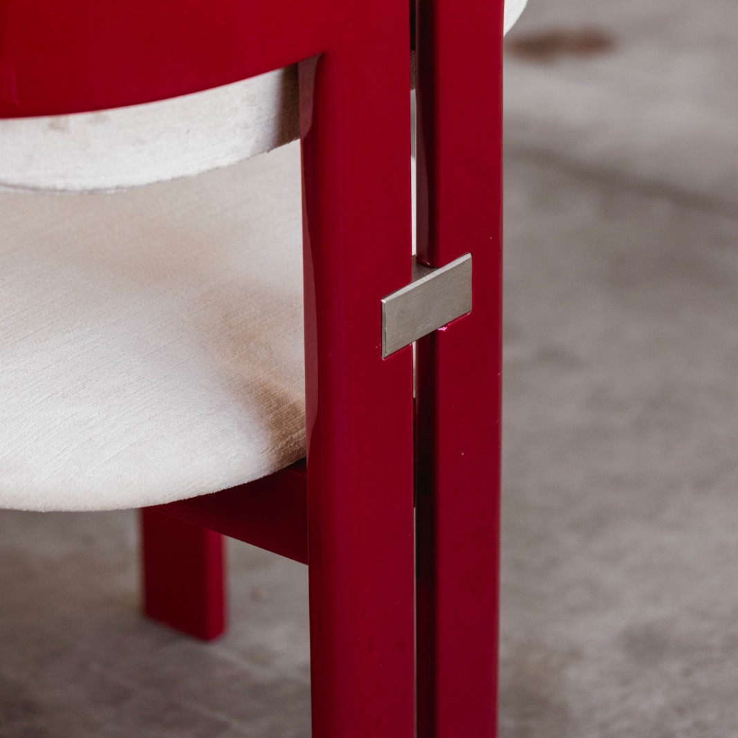 Augusto Savini “Pamplona” Dining Chairs for Pozzi, Cherry Red, 1965, Set of 8, 1965