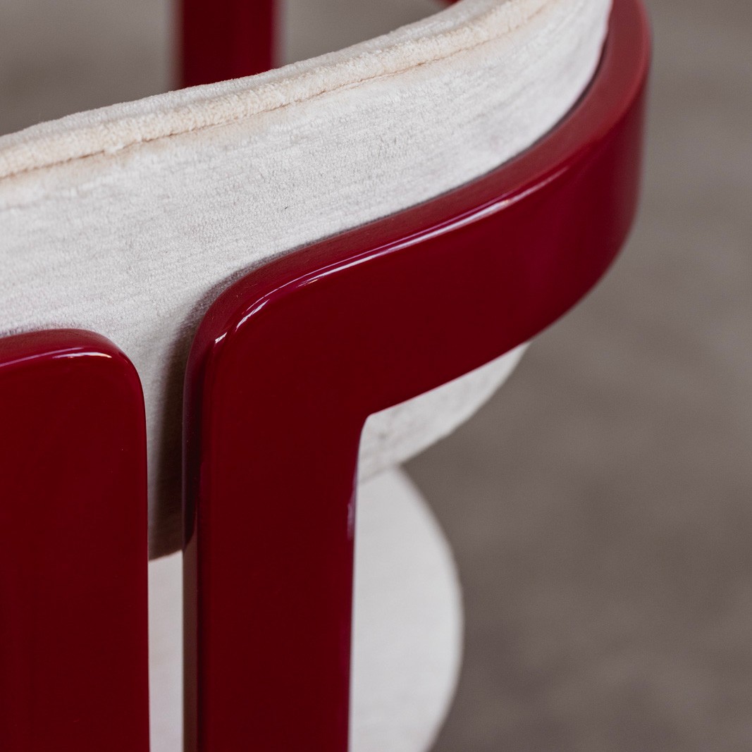 Augusto Savini “Pamplona” Dining Chairs for Pozzi, Cherry Red, 1965, Set of 8, 1965