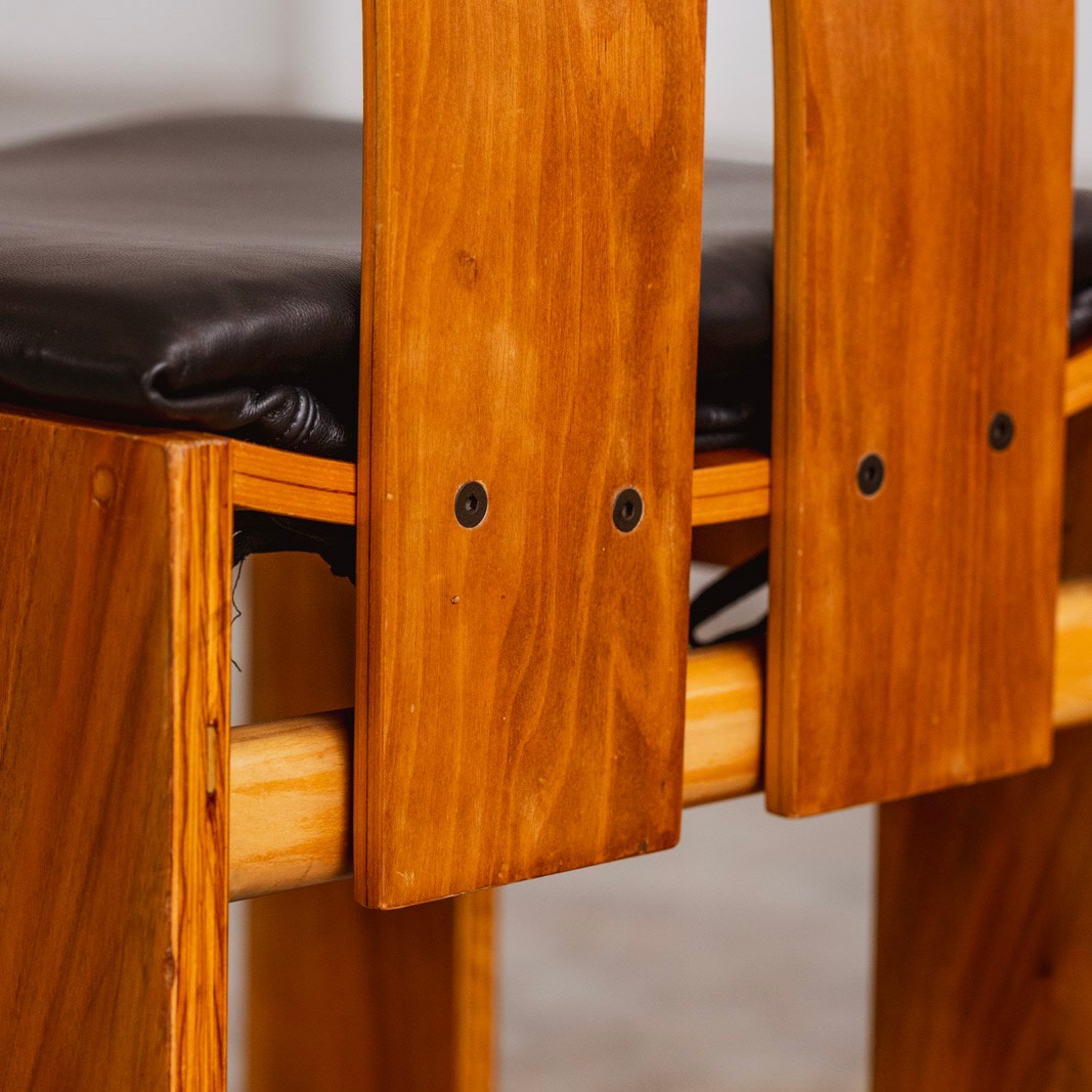 Carlo Scarpa 1934 "765" Dining Chairs for Bernini, Black Leather, 1934, Set of 6, 1934