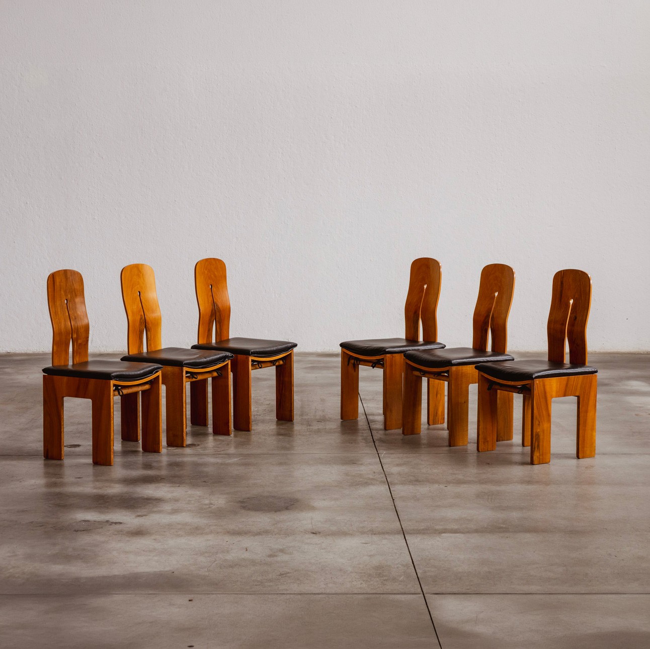 Carlo Scarpa 1934 "765" Dining Chairs for Bernini, Black Leather, 1934, Set of 6, 1934