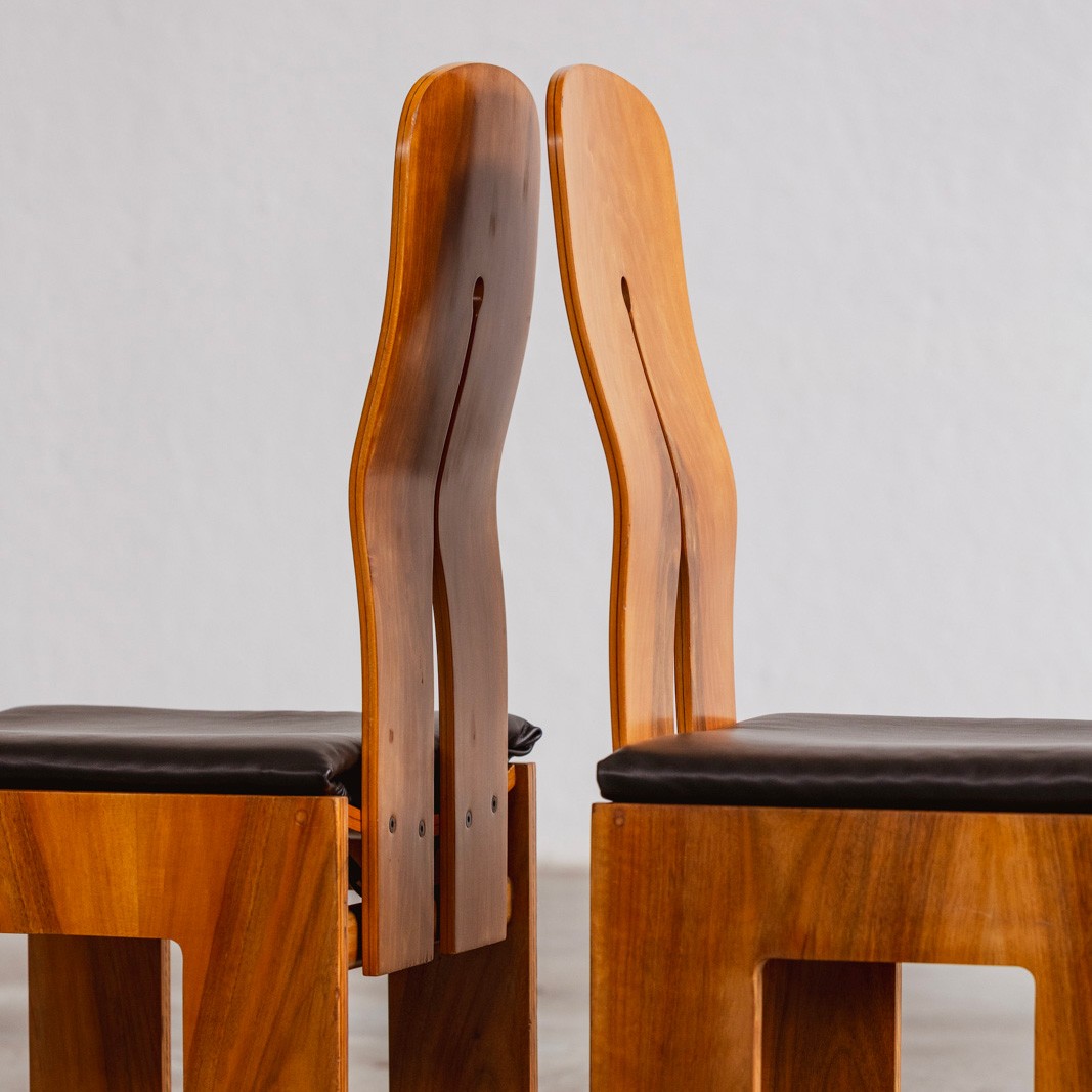 Carlo Scarpa 1934 "765" Dining Chairs for Bernini, Black Leather, 1934, 1934