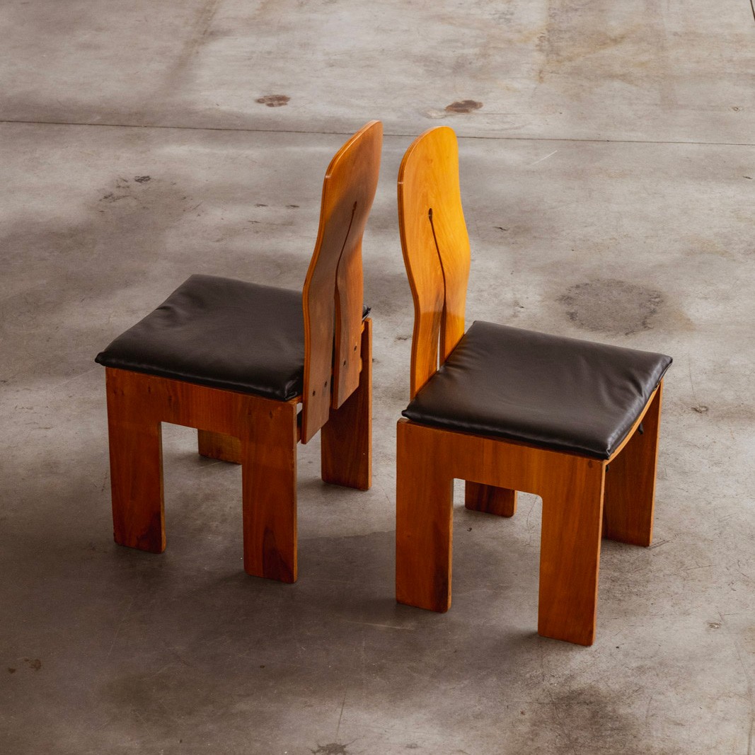 Carlo Scarpa 1934 "765" Dining Chairs for Bernini, Black Leather, 1934, Set of 6, 1934