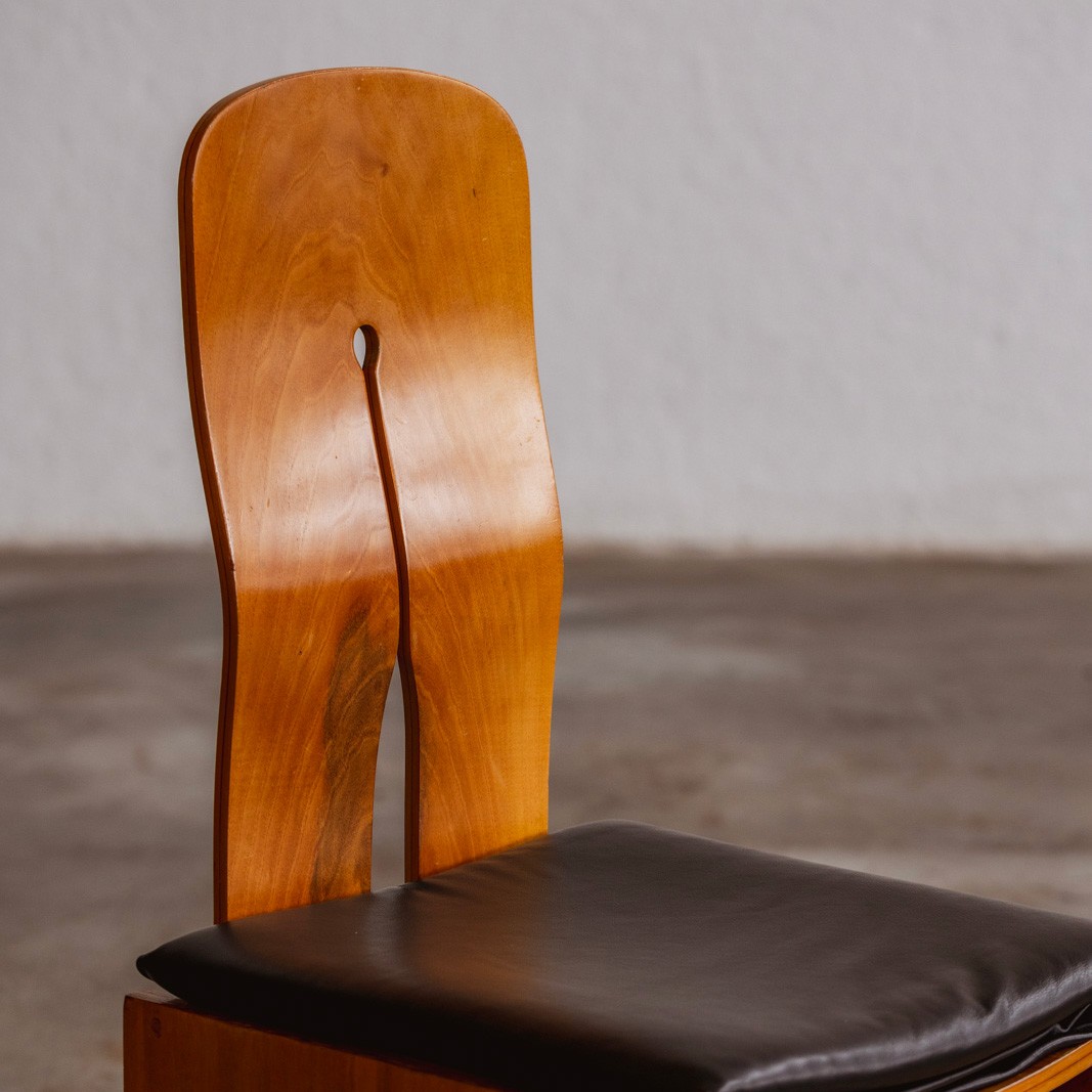 Carlo Scarpa 1934 "765" Dining Chairs for Bernini, Black Leather, 1934, Set of 6, 1934