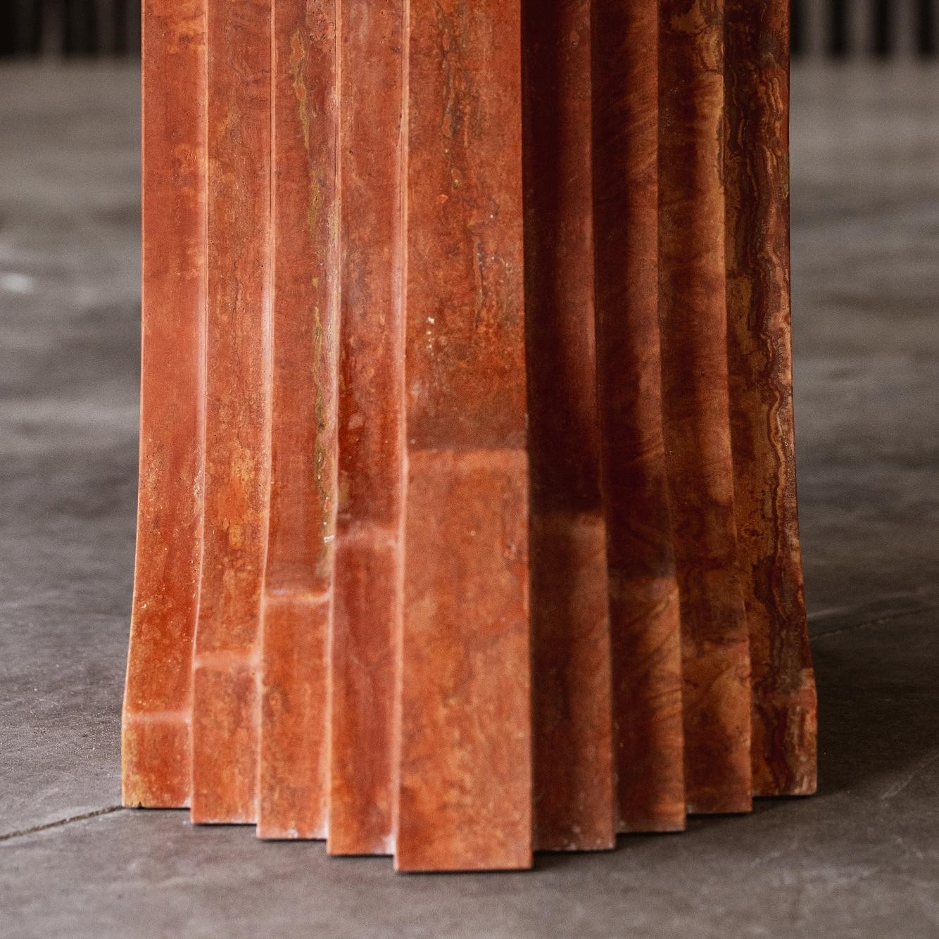Carlo Scarpa “Argo” Oval Table for Simon Gavina, Red Travertine, 1975, 1975