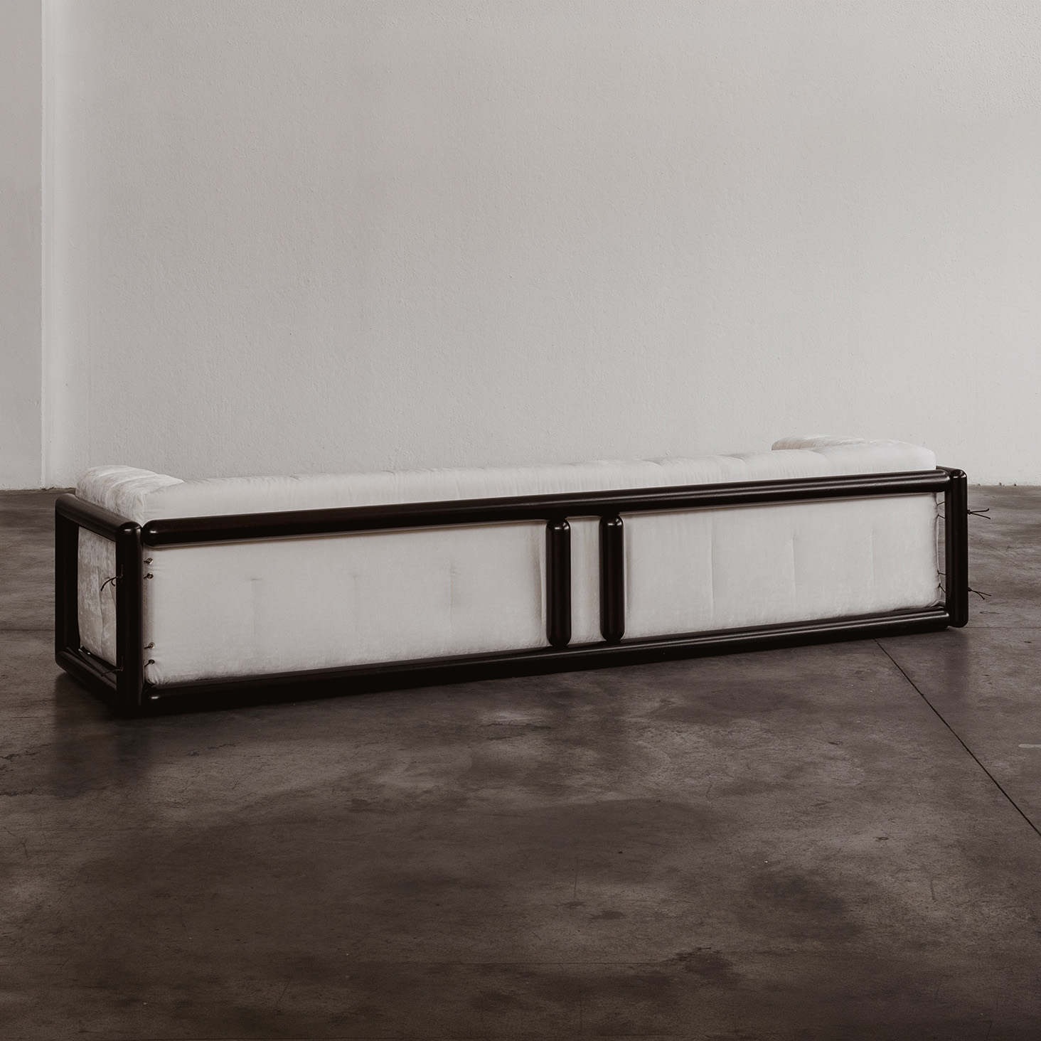 Carlo Scarpa “Cornaro” Three-seater Sofa for Gavina, Ivory Velvet, 1973, 1973