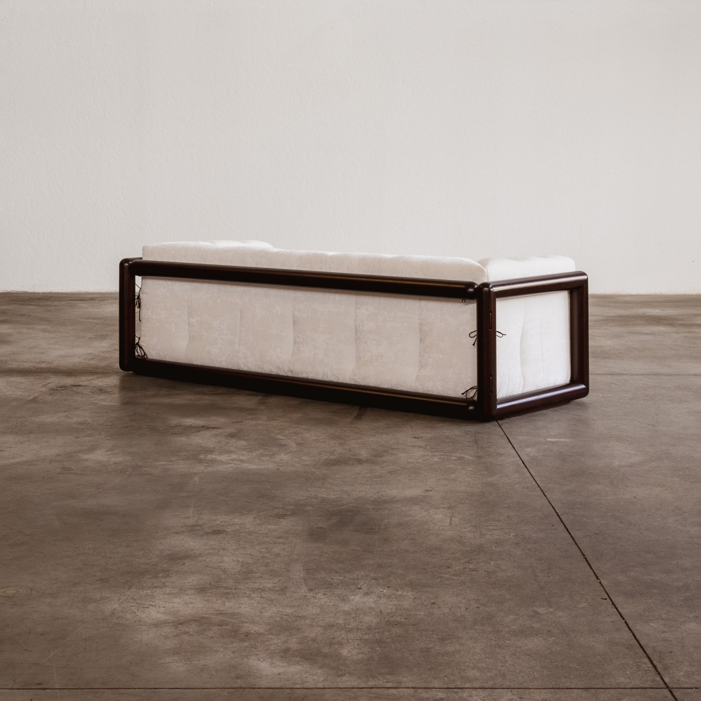 Carlo Scarpa “Cornaro” Two-seater Sofa for Gavina, Ivory Velvet, 1973, 1970s