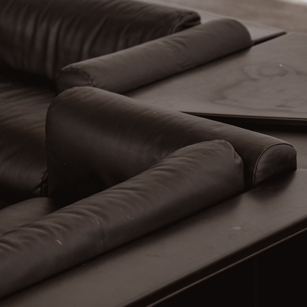 Cini Boeri "Gradual System" Armchairs for Gavina, Black Leather, 1970, Set of 4, 1970