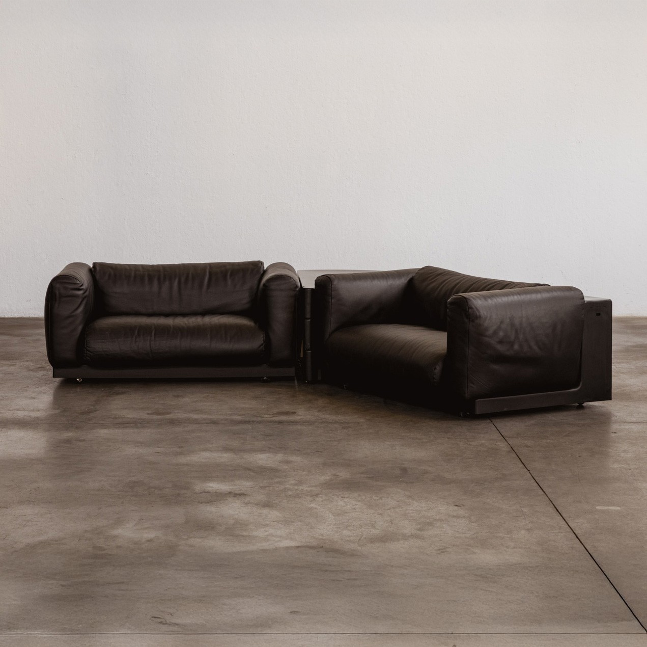 Cini Boeri "Gradual System" Armchairs for Gavina, Black Leather, 1970, Set of 4, 1970