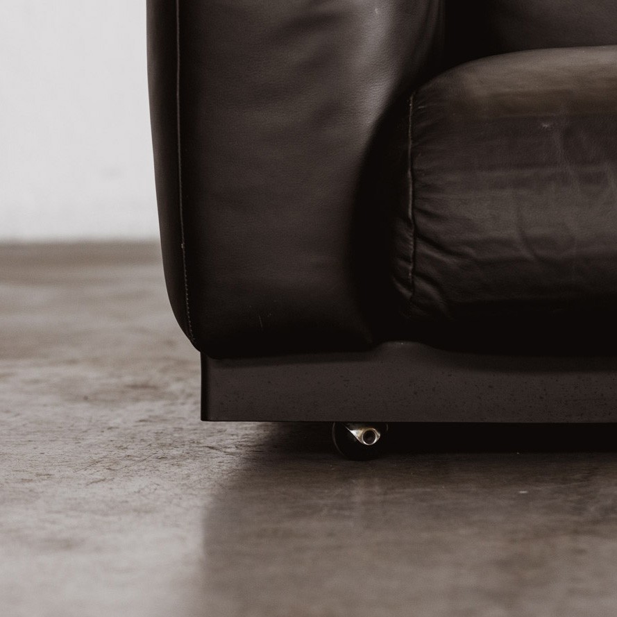 Cini Boeri "Gradual System" Armchairs for Gavina, Black Leather, 1970, Set of 4, 1970