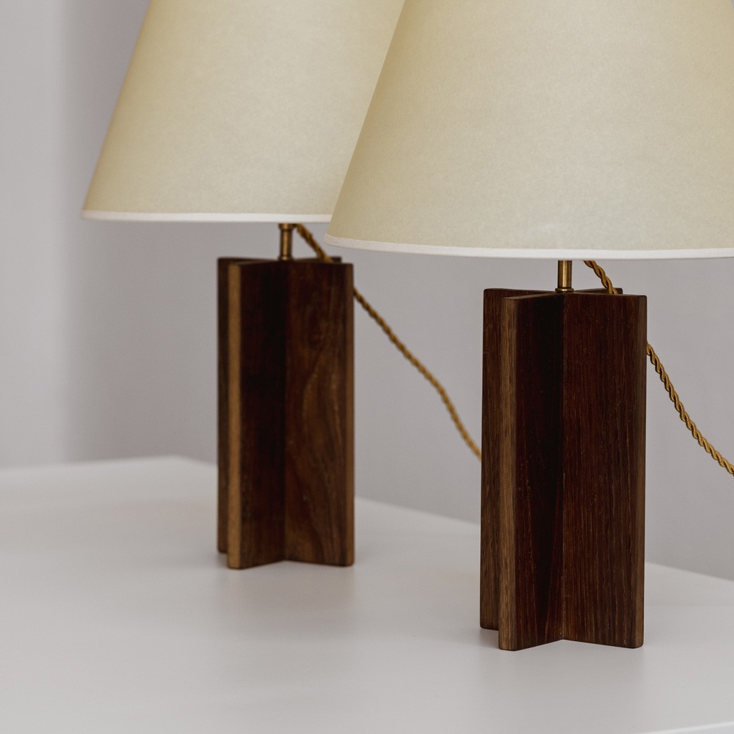 "Croisillon" Table Lamps in the Style of Jean-Michel Frank, 1940s, Set of 2, 1940-1949