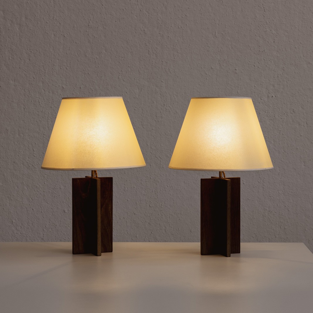 "Croisillon" Table Lamps in the Style of Jean-Michel Frank, 1940s, Set of 2, 1940-1949