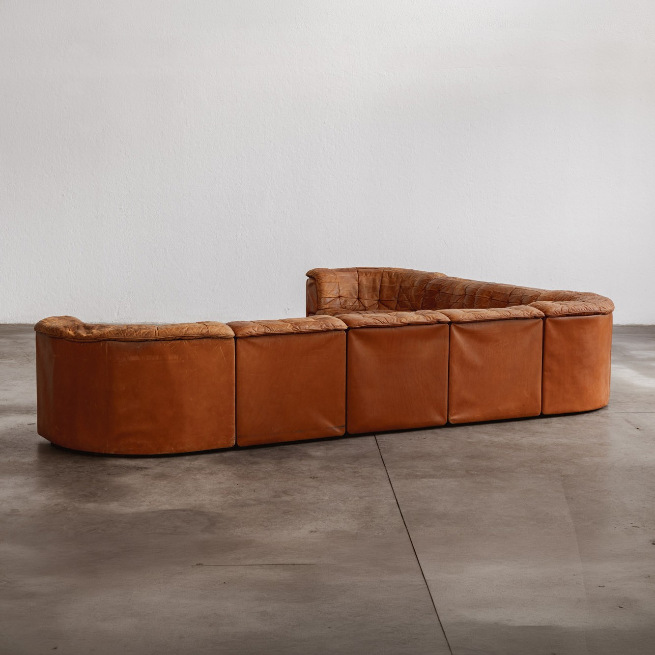 De Sede "DS-11" Modular Sofa, Cognac Leather, 1970, Set of 8, 1970