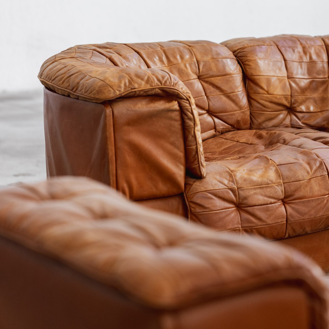 De Sede "DS-11" Modular Sofa, Cognac Leather, 1970, Set of 8, 1970