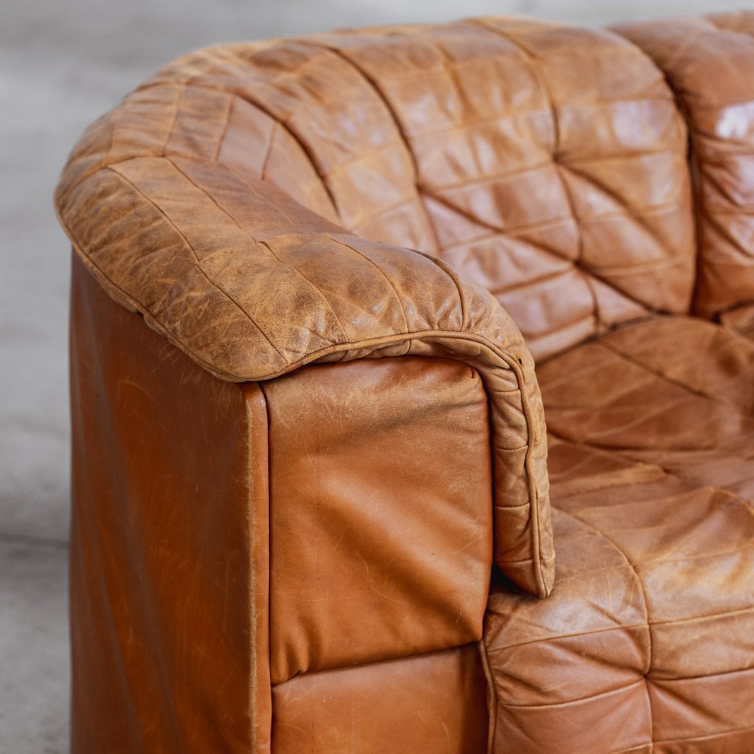 De Sede "DS-11" Modular Sofa, Cognac Leather, 1970, Set of 8, 1970