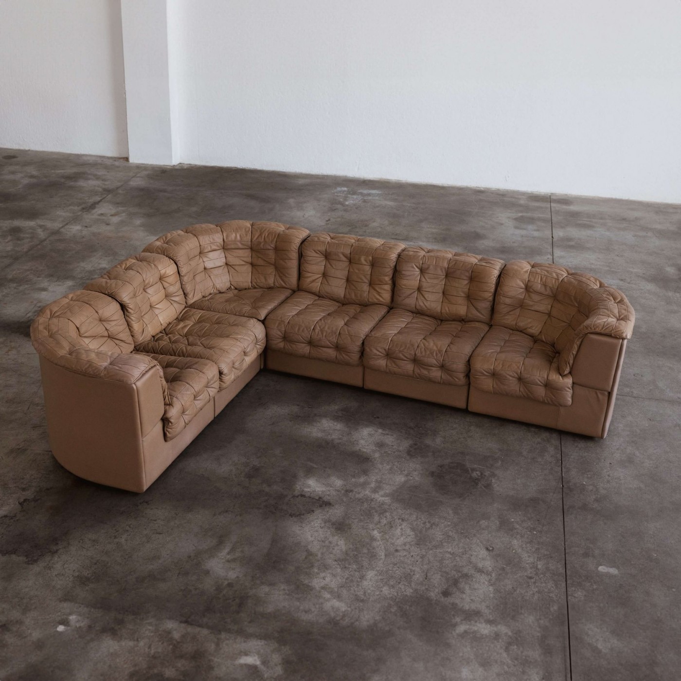De Sede "DS-11" Modular Sofa, Natural Leather, 1970, Set of 6, 1970
