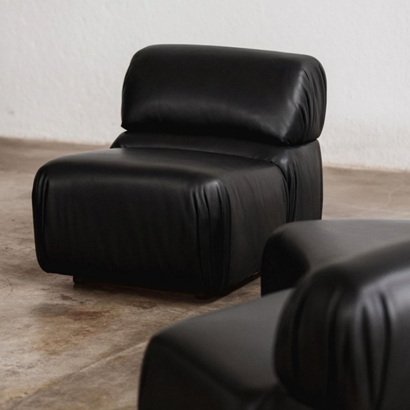 De Sede “DS-28 Cosmos” Modular Sofa for De Sede, Black Leather, Switzerland, 1970, Set of 5, 1970