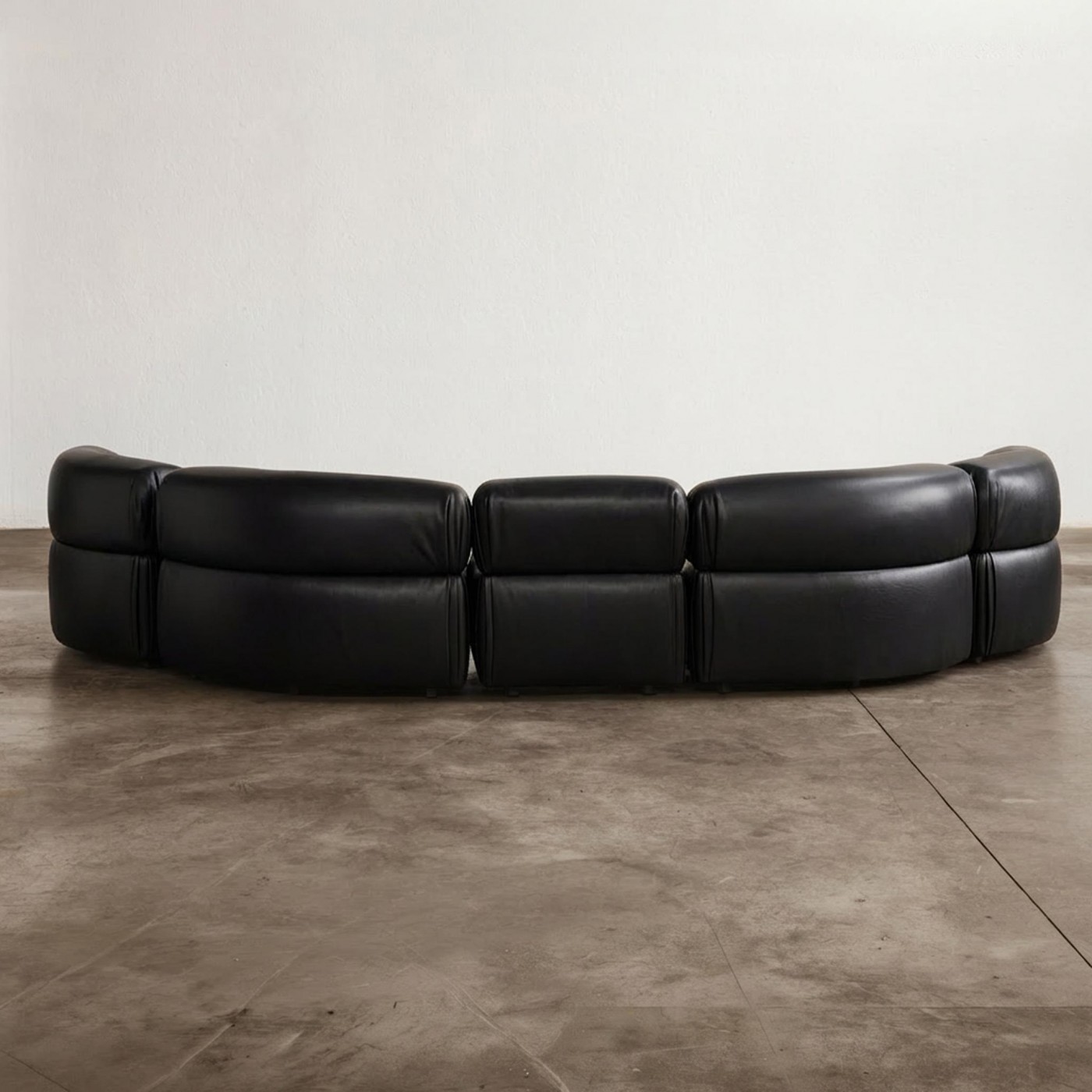 De Sede “DS-28 Cosmos” Modular Sofa for De Sede, Black Leather, Switzerland, 1970, Set of 5, 1970