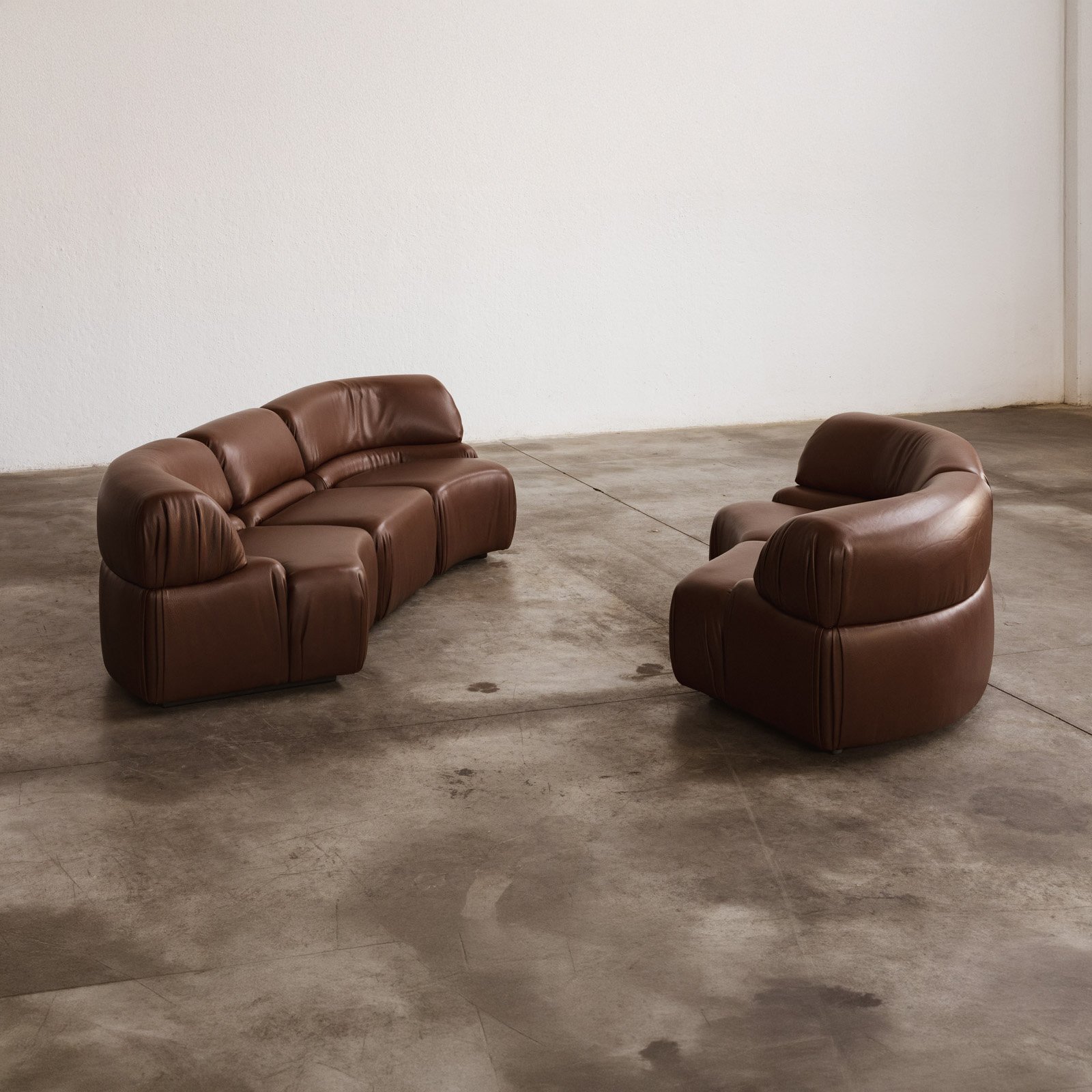 De Sede “DS-28 Cosmos” Modular Sofa for De Sede, Brown Leather, Switzerland, 1970, Set of 5, 1970