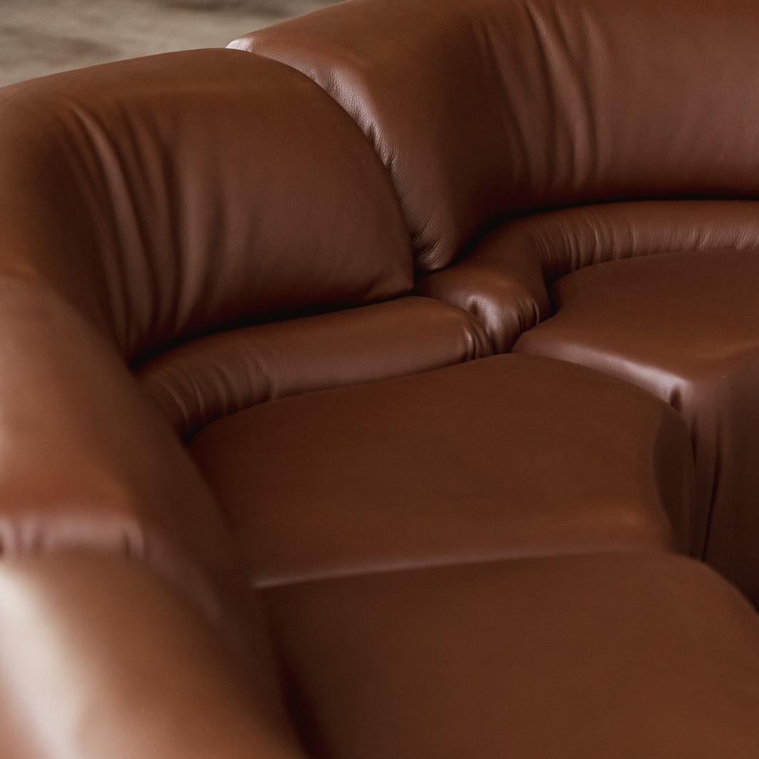 De Sede “DS-28 Cosmos” Modular Sofa for De Sede, Brown Leather, Switzerland, 1970, Set of 5, 1970