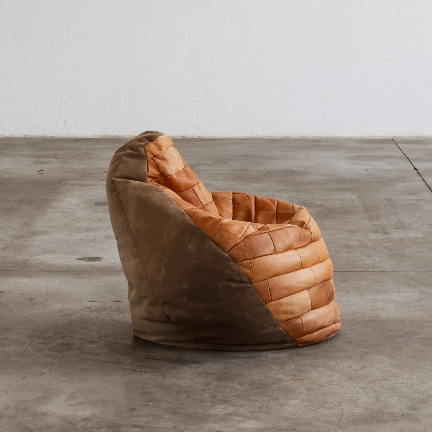 De Sede Patchwork Beanbag, Patinated Cognac Leather, 1970, 1970