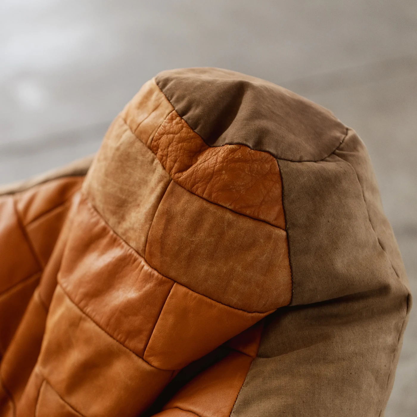 De Sede Patchwork Beanbag, Patinated Cognac Leather, 1970, 1970