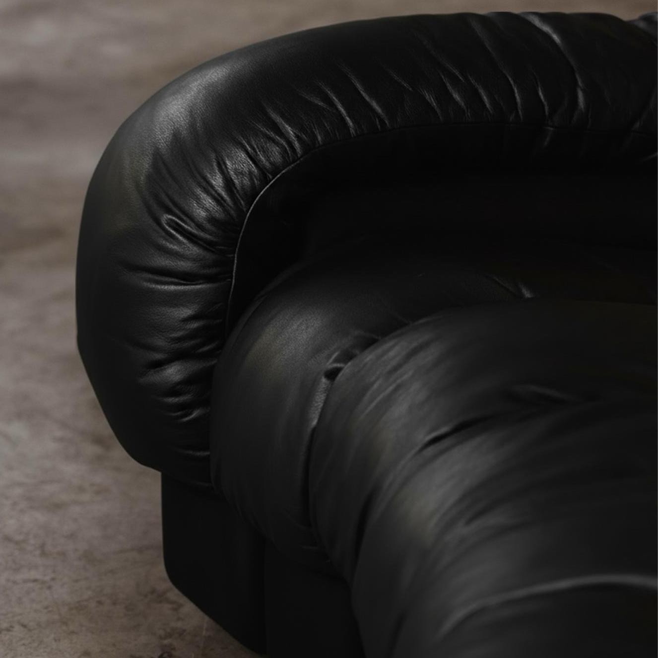 DS-600 “Snake” Sofa for De Sede, Black Leather, 1972, 1972