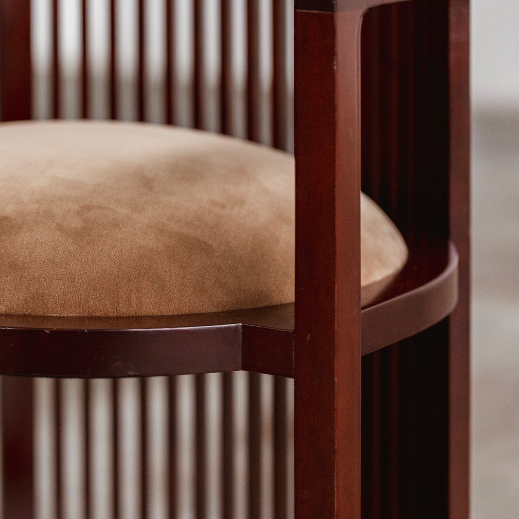 Frank Lloyd Wright "Barrel" Chairs for Cassina, Beige Velvet, 1937, Set of 4, 1937