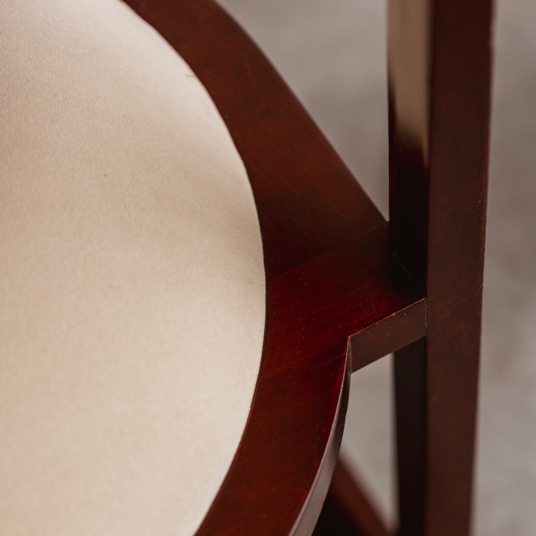 Frank Lloyd Wright "Barrel" Chairs for Cassina, Ivory Velvet, 1937, Set of 4, 1937