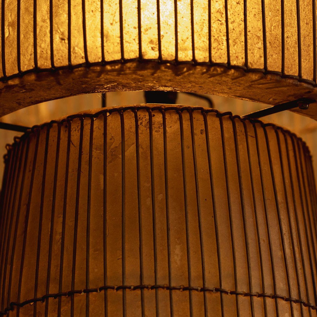 French Modern Floor Lamp in Resin and Wicker, 1972, 1972