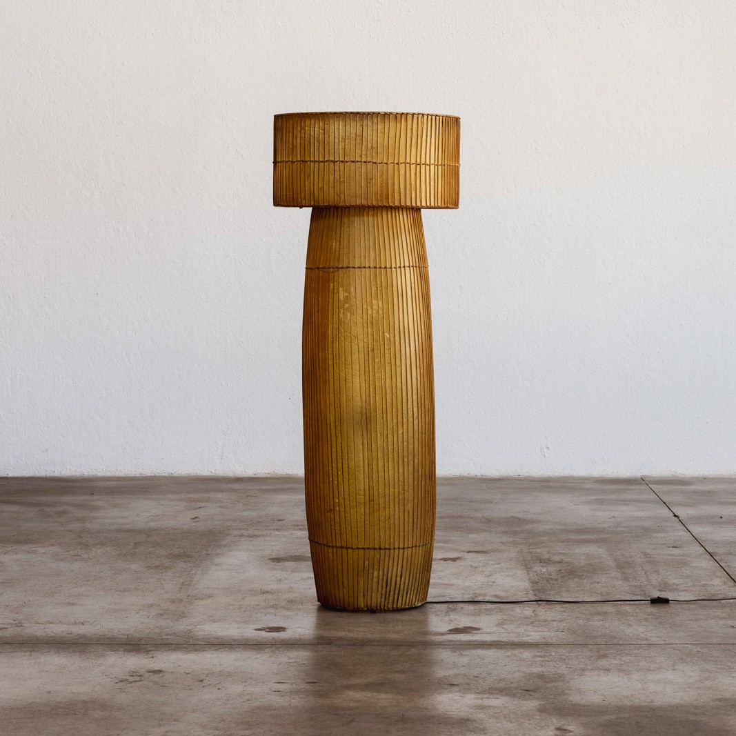 French Modern Floor Lamp in Resin and Wicker, 1972, 1972