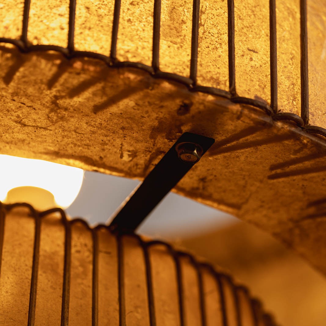 French Modern Floor Lamp in Resin and Wicker, 1972, 1972