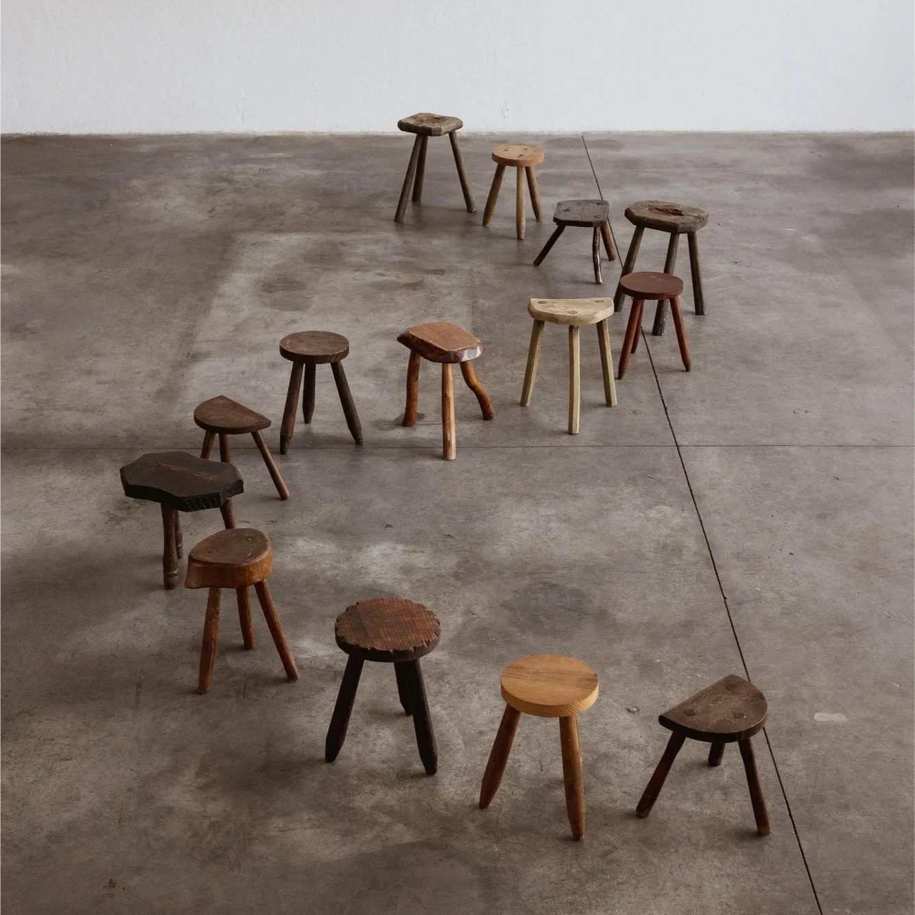 French Sculptural Primitive Stools, 1960, Set of 14, 1960