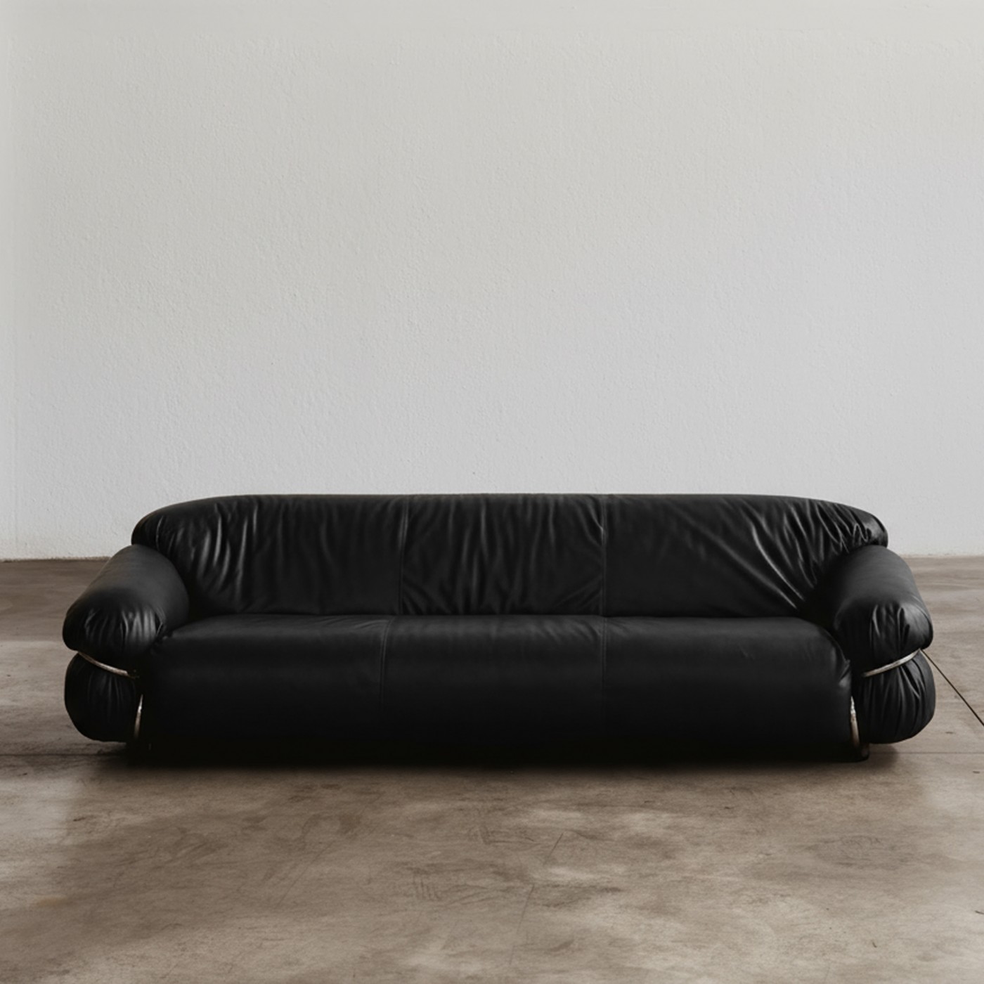 Gianfranco Frattini “Sesann” Sofa for Cassina, Black Leather, 1969, 1969