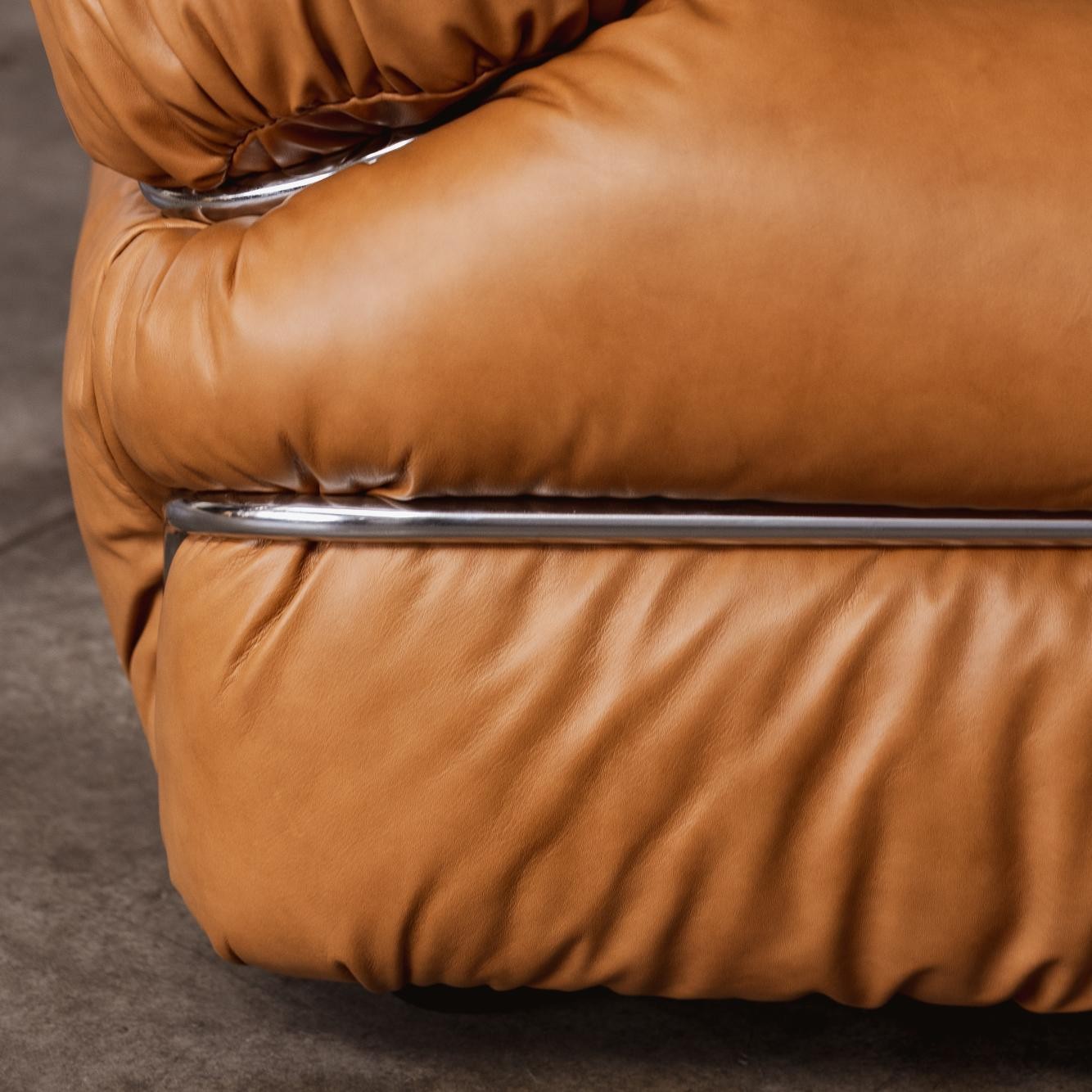 Gianfranco Frattini “Sesann” Sofa for Cassina, Cognac Leather, 1969, 1969