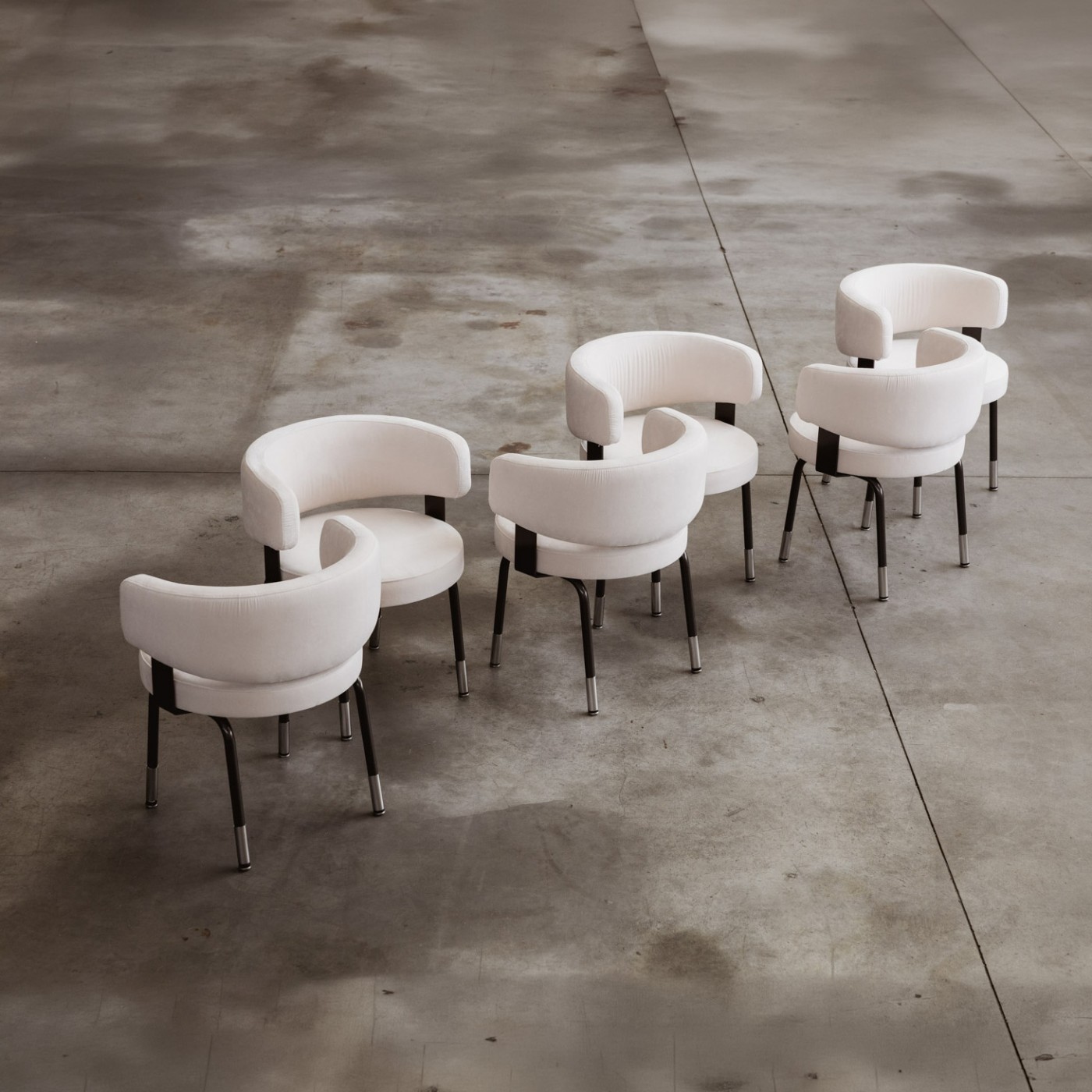 Gianni Moscatelli Dining Chairs for Formanova, White Velvet, 1968, Set of 8, 1968