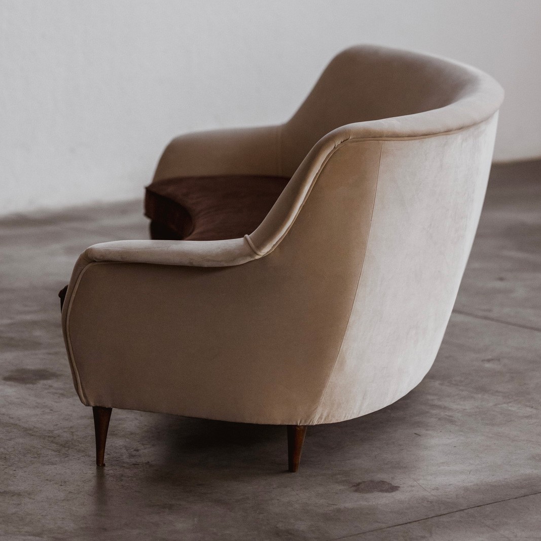 Gio Ponti Curved Sofa for Casa e Giardino, Velvet, 1956, Attributed, 1956
