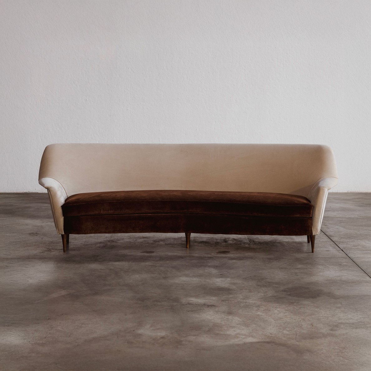 Gio Ponti Curved Sofa for Casa e Giardino, Velvet, 1956, Attributed, 1956