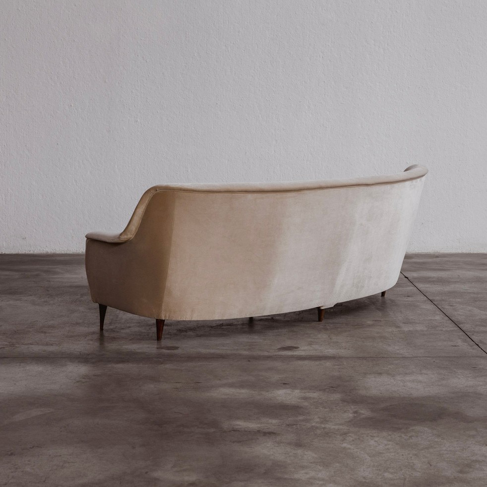 Gio Ponti Curved Sofa for Casa e Giardino, Velvet, 1956, Attributed, 1956