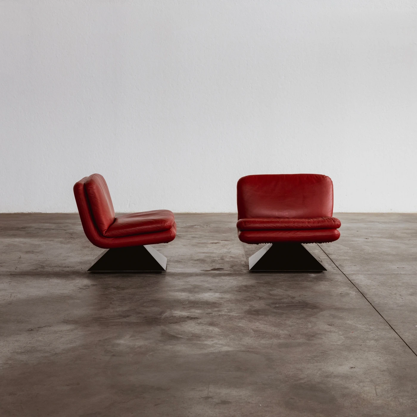 Hans Von Klier Armchairs for Giuseppe Rossi Di Albizzate, Red Leather, 1970, Set of 2, 1970
