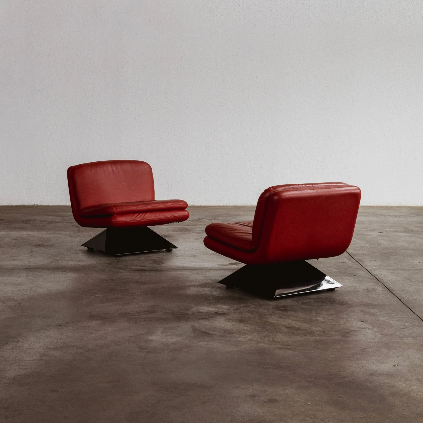 Hans Von Klier Armchairs for Giuseppe Rossi Di Albizzate, Red Leather, 1970, Set of 2, 1970