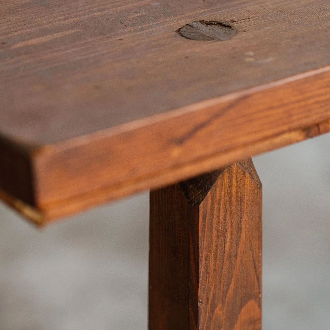 Hardwood brutalist side table, 1970, 1970