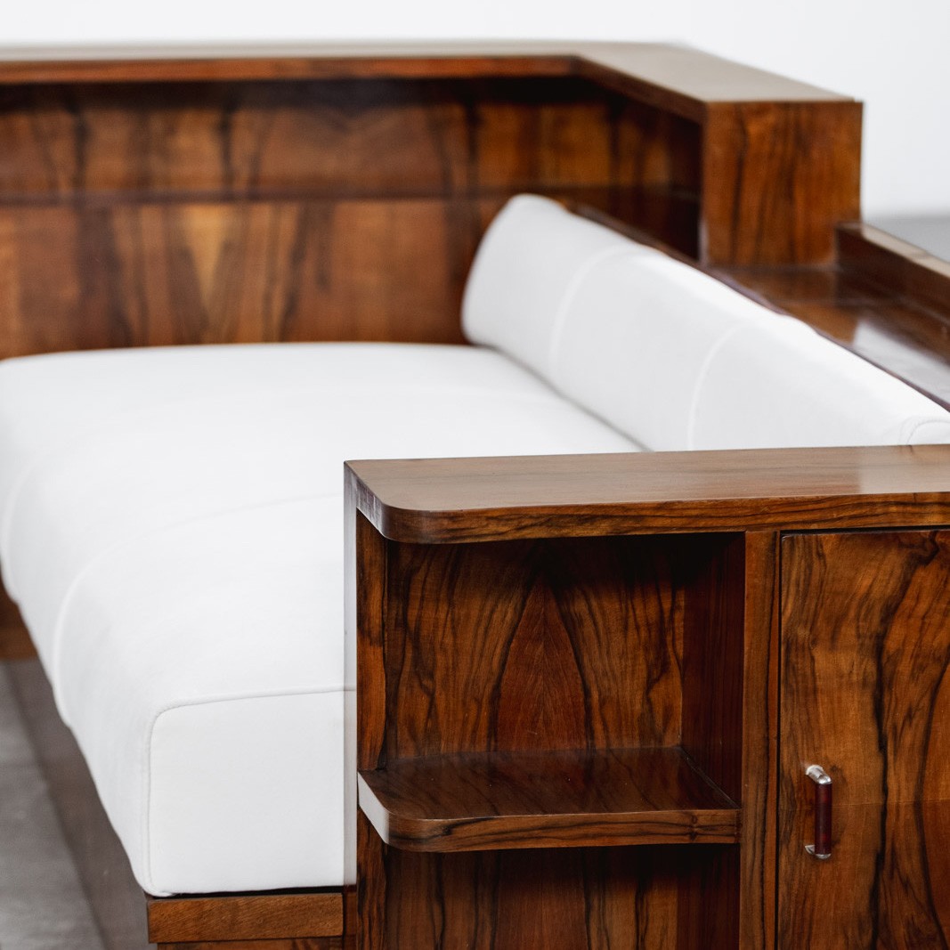 Italian Art Deco Sofas with Integrated Cabinets, 1930s, Set of 2, 1930s