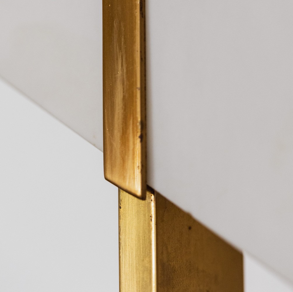 Italian Modernist Wall Lights in Brass and Opaline Glass, 1950s, 1950s
